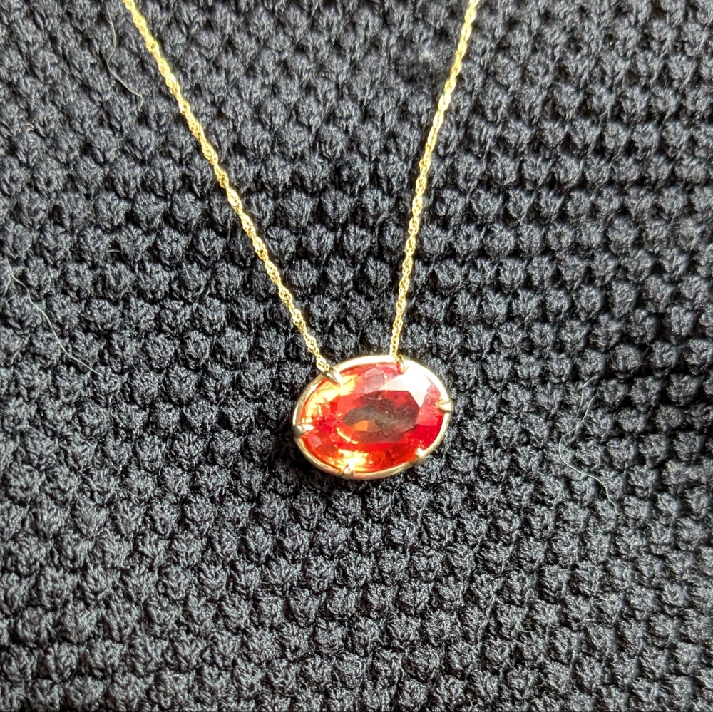 Genuine Orange Sapphire Necklace